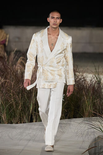 Jadis Handwoven Benarasi Jacket Set - Cream, Cream, image 1